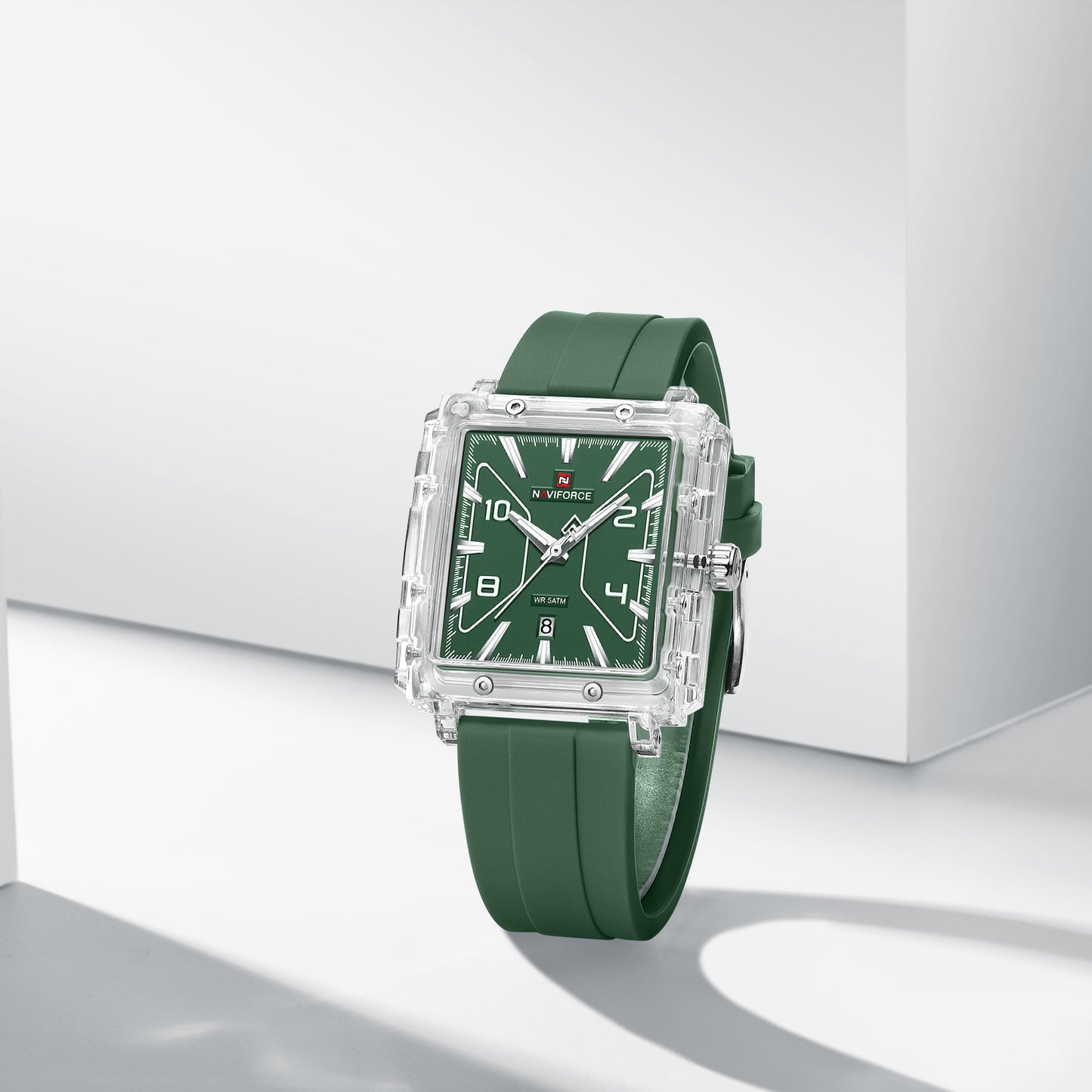 Naviforce 6112 Square Unisex Silicone Watch - Green