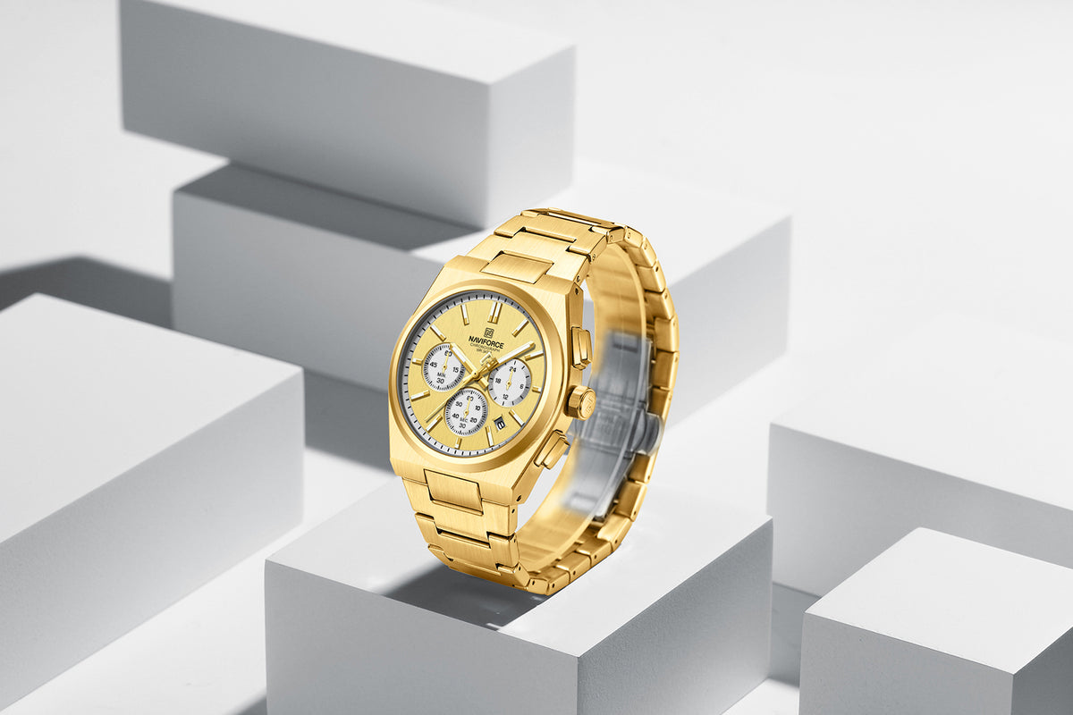 Naviforce 8048 Cupid Male Watch- Gold