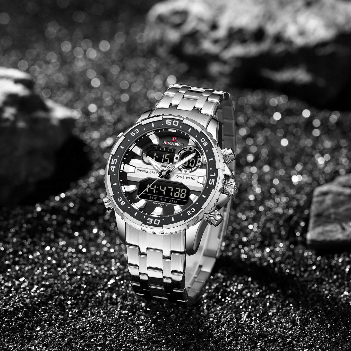 Naviforce 9234 Unicorn Men Watch - Silver Black