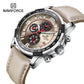 Naviforce 8020 Leather Quartz Chronograph Watch - Grey