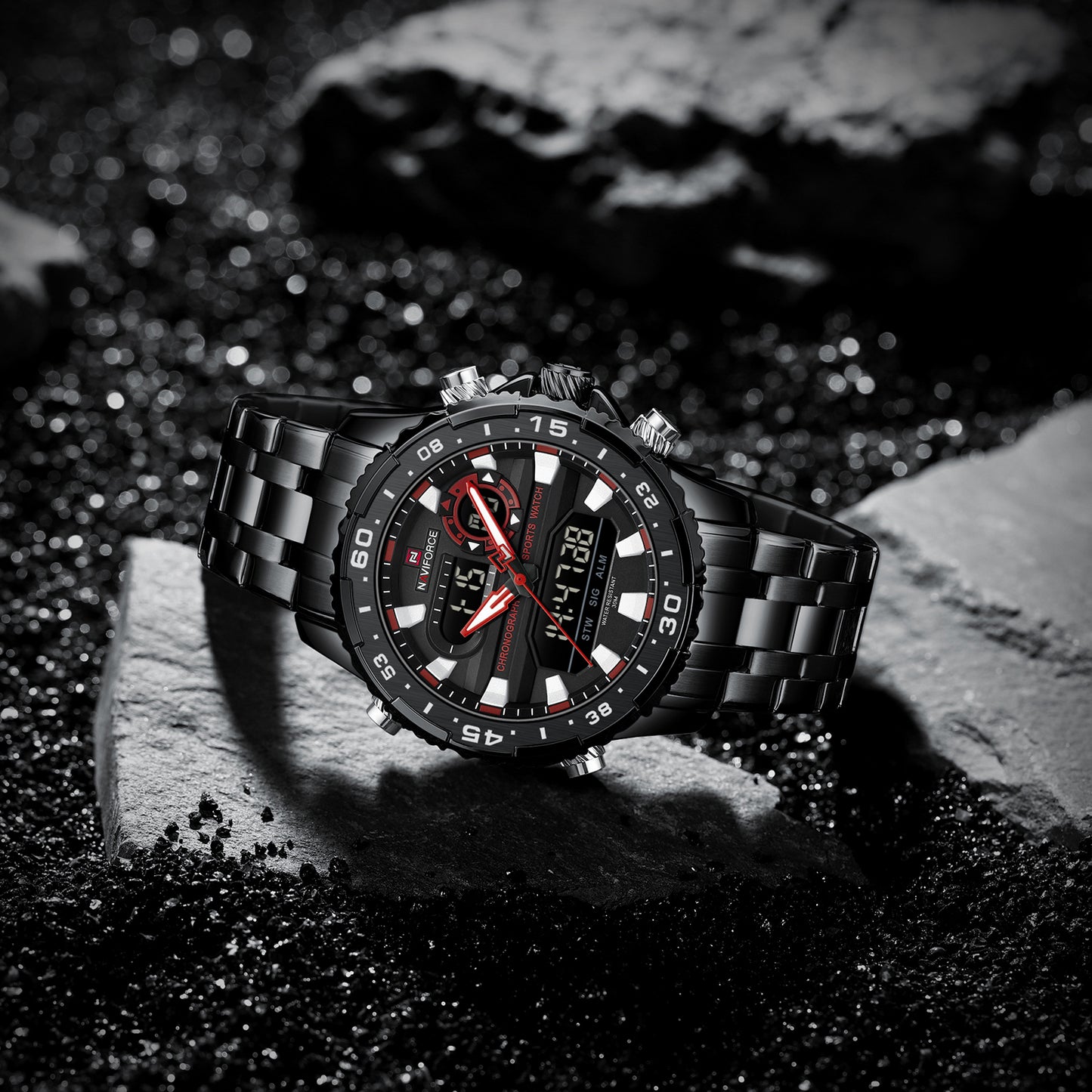Naviforce 9234 Unicorn Men Watch - Black Red