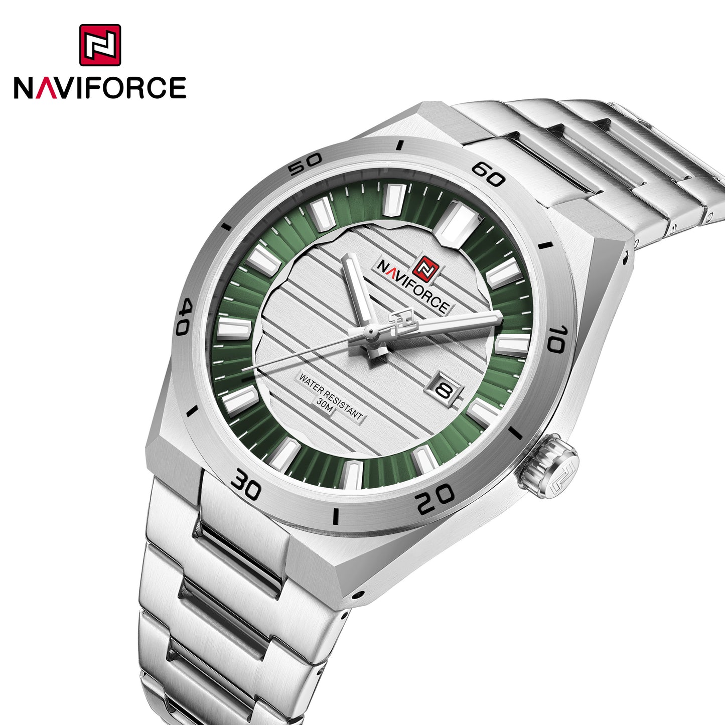 Naviforce 9268 Royal Men Watch - Silver Green