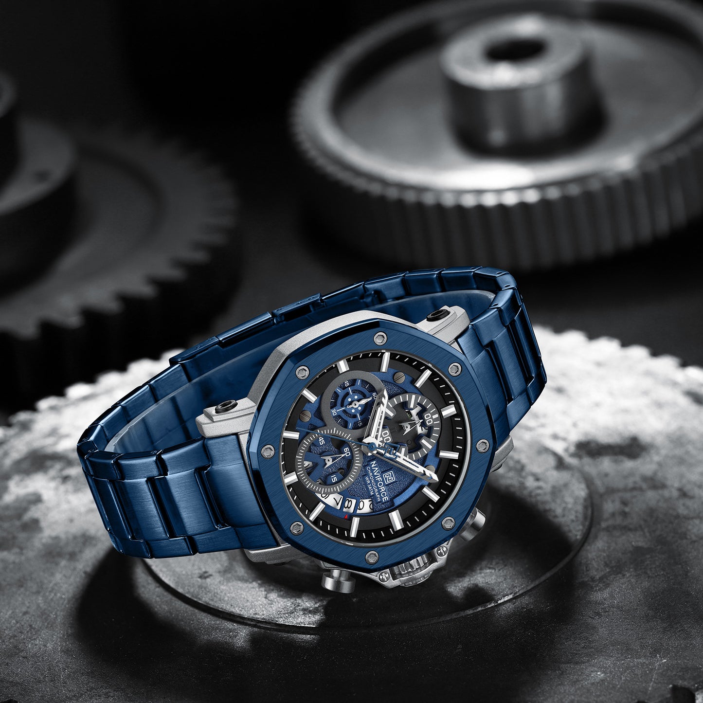 Naviforce 8065 MechaMan Steel Watch - Blue