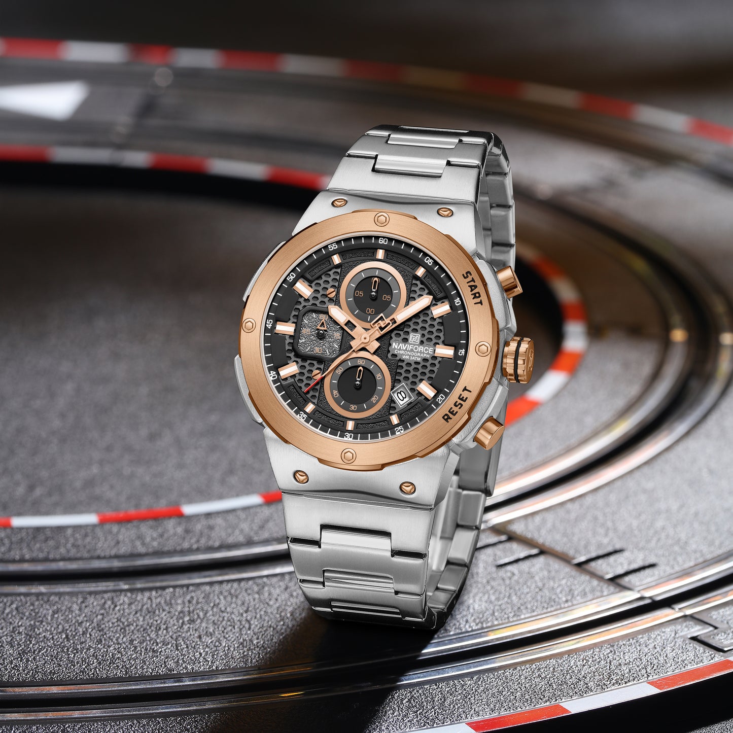 Naviforce NF8072 Chromium Men Watch - Silver RoseGold