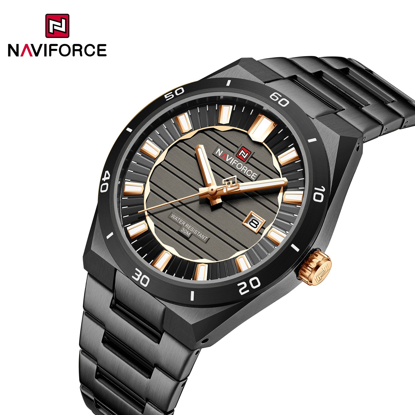 Naviforce 9268 Royal Men Watch - Black RoseGold