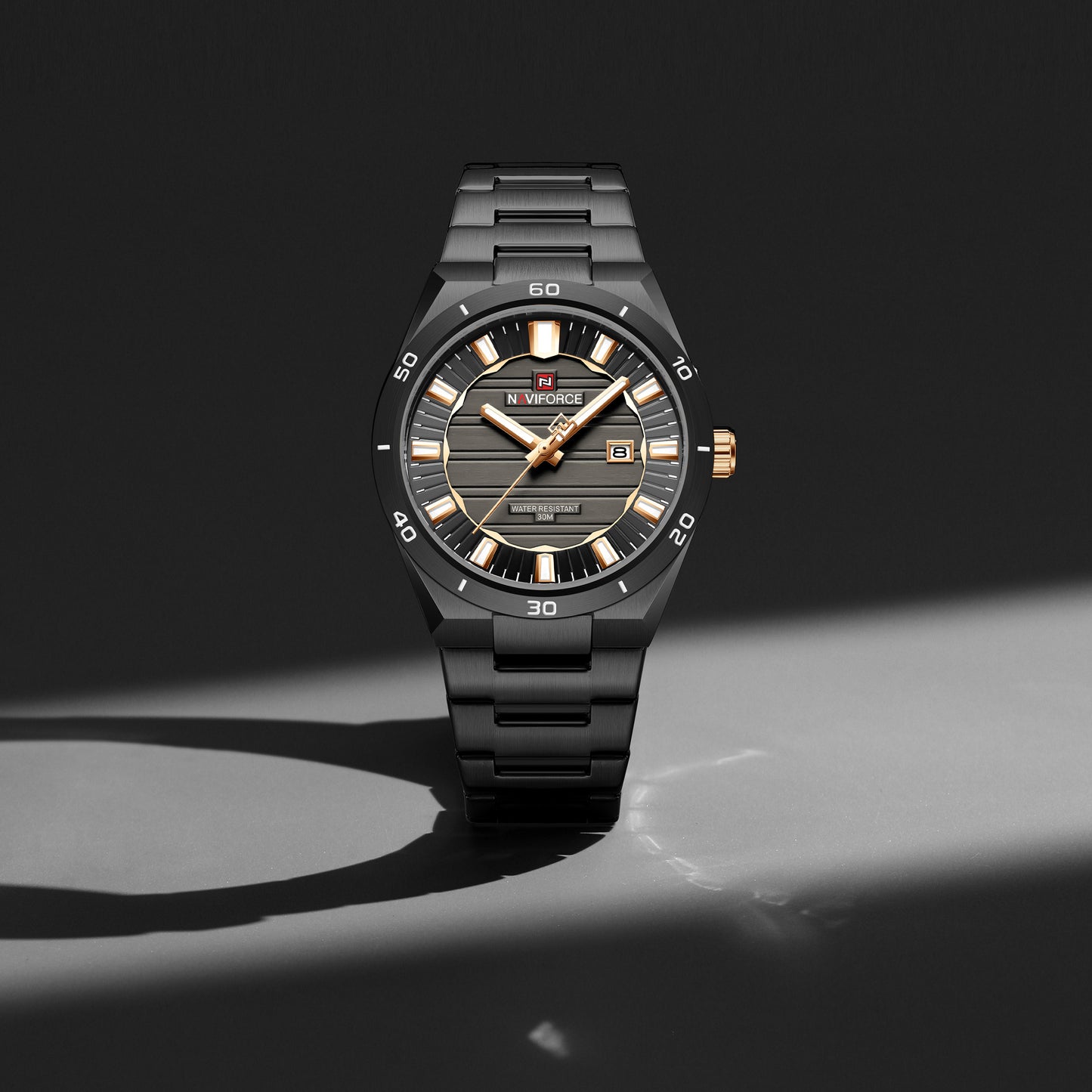 Naviforce 9268 Royal Men Watch - Black RoseGold