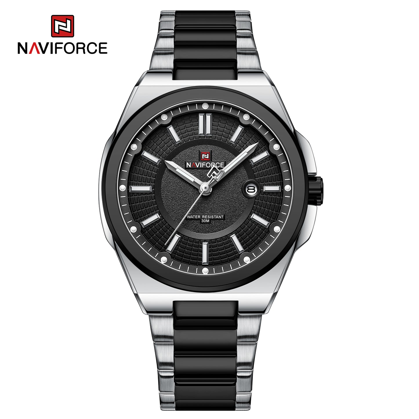 Naviforce 9212 Magnum Men Watch - Silver Black