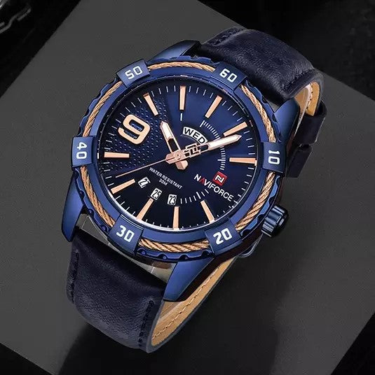 Naviforce 9117 Fozi Men Leather Watch - Blue