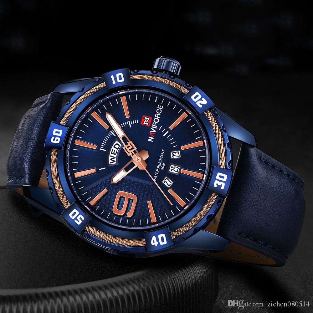 Naviforce 9117 Fozi Men Leather Watch - Blue