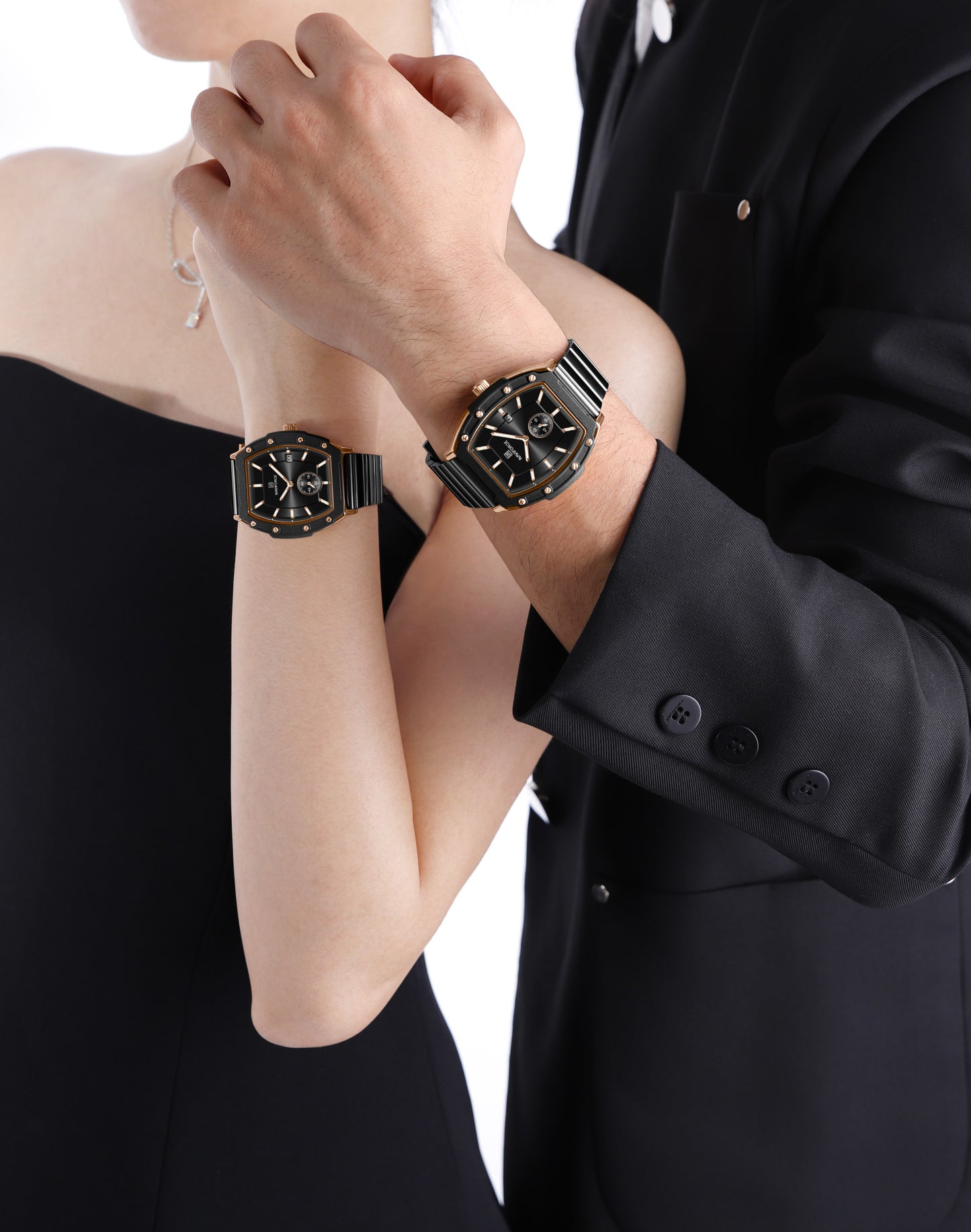 Naviforce NF8068 Paris Couple Watch - Black