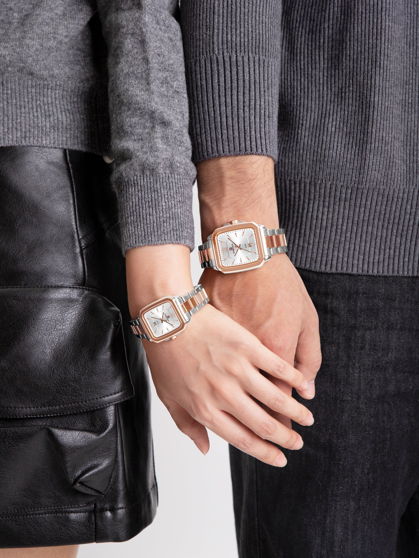 Naviforce 9239 Cupid Couple Watch - Silver RoseGold