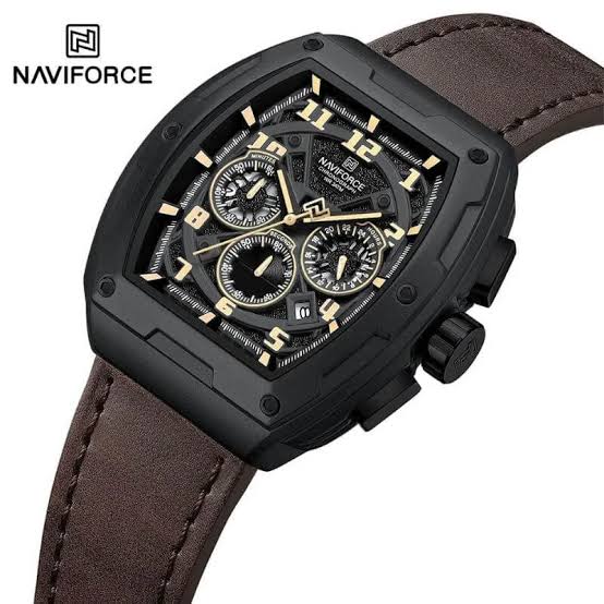 Naviforce 8053 Gently Men Leather Watch - DarkBrown