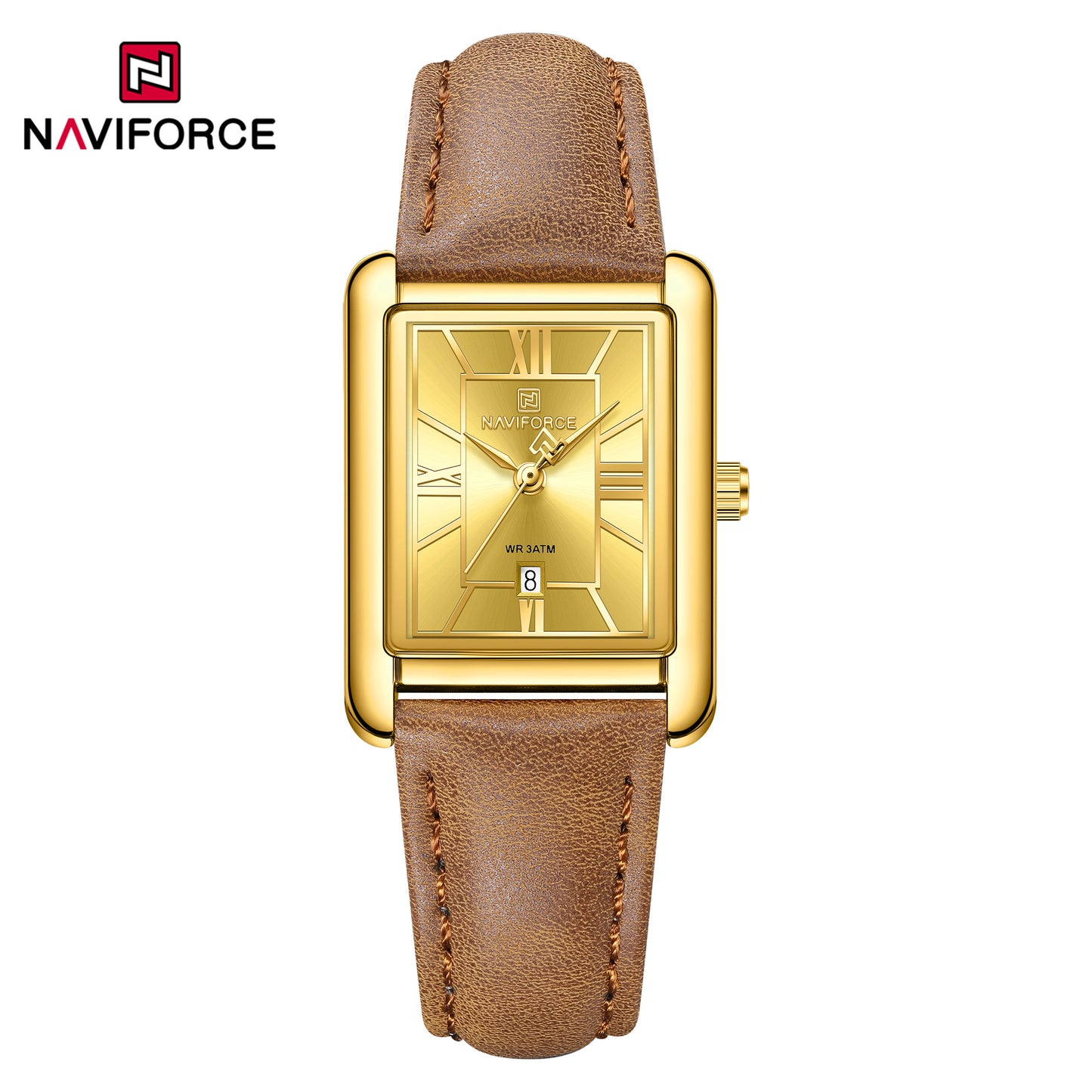Naviforce 5074 Piper Women Leather Watch - Gold Brown