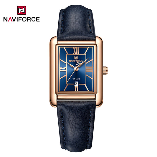 Naviforce 5074 Piper Women Leather Watch - Blue RoseGold
