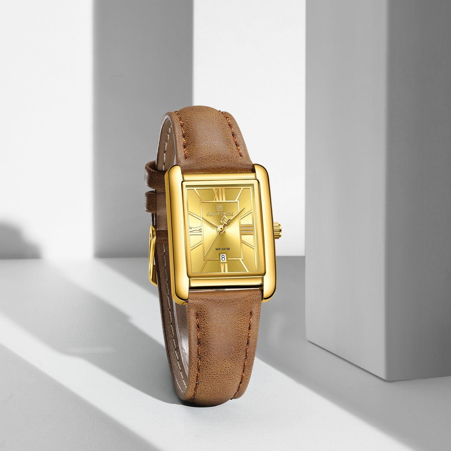Naviforce 5074 Piper Women Leather Watch - Gold Brown