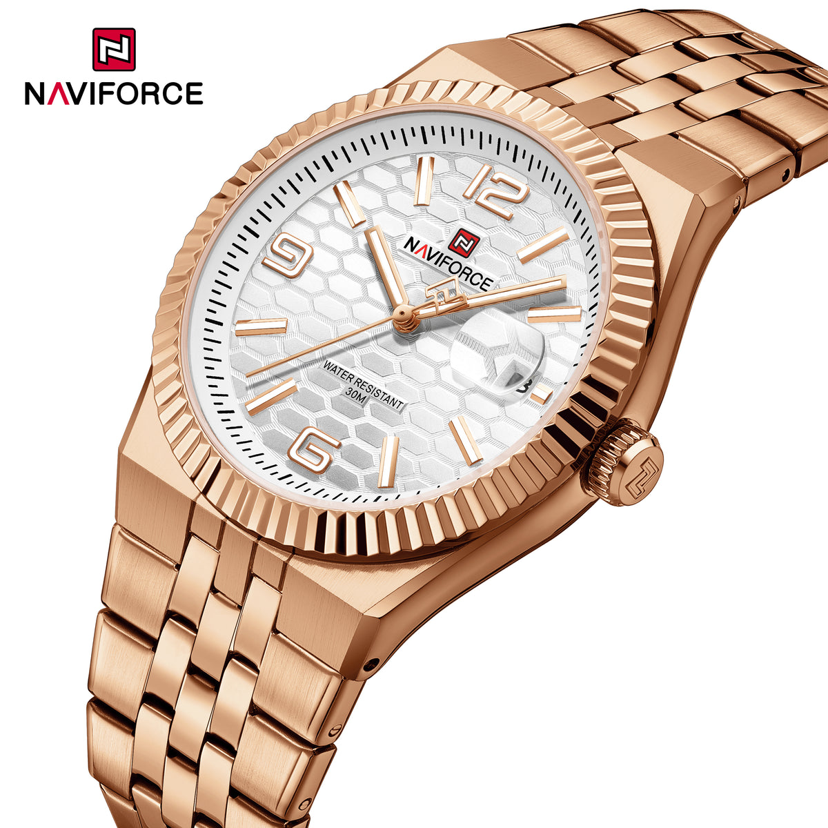 Naviforce 9277 Lotus Men Watch - RoseGold White