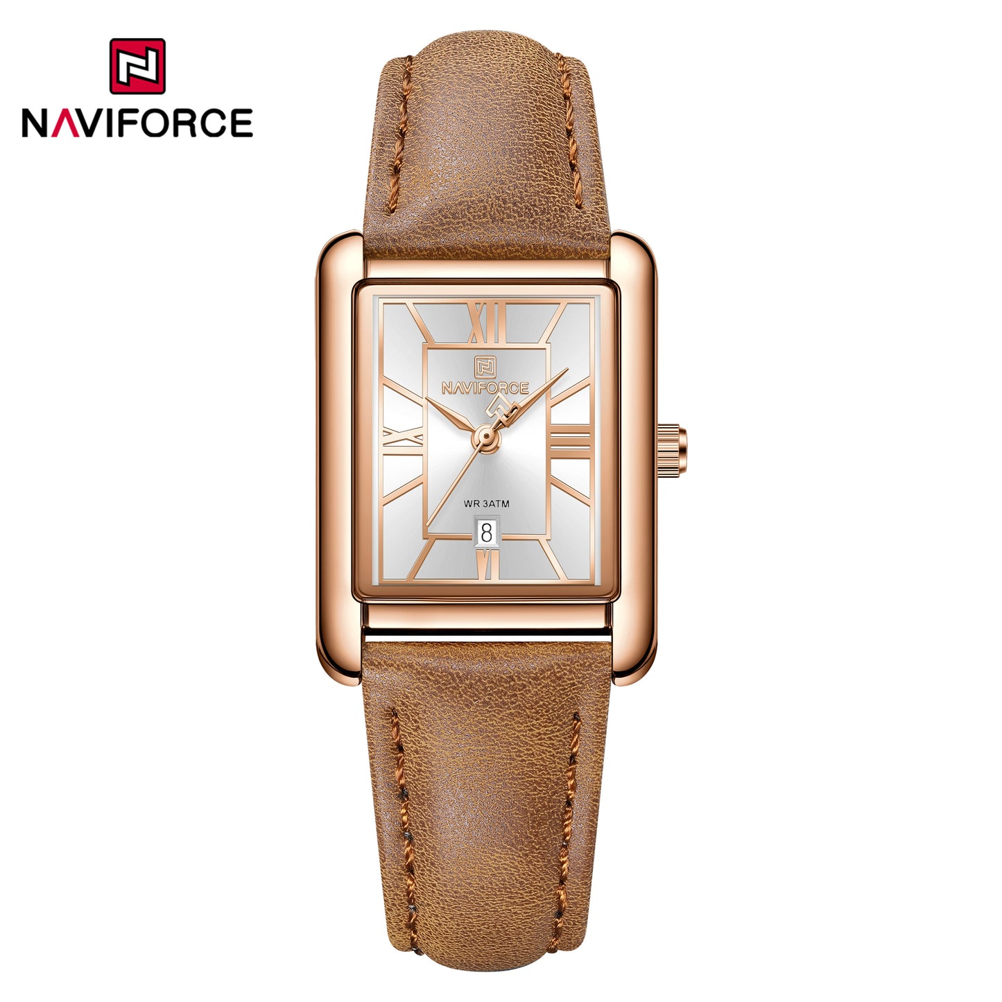 Naviforce 5074 Piper Women Leather Watch - Brown RoseGold