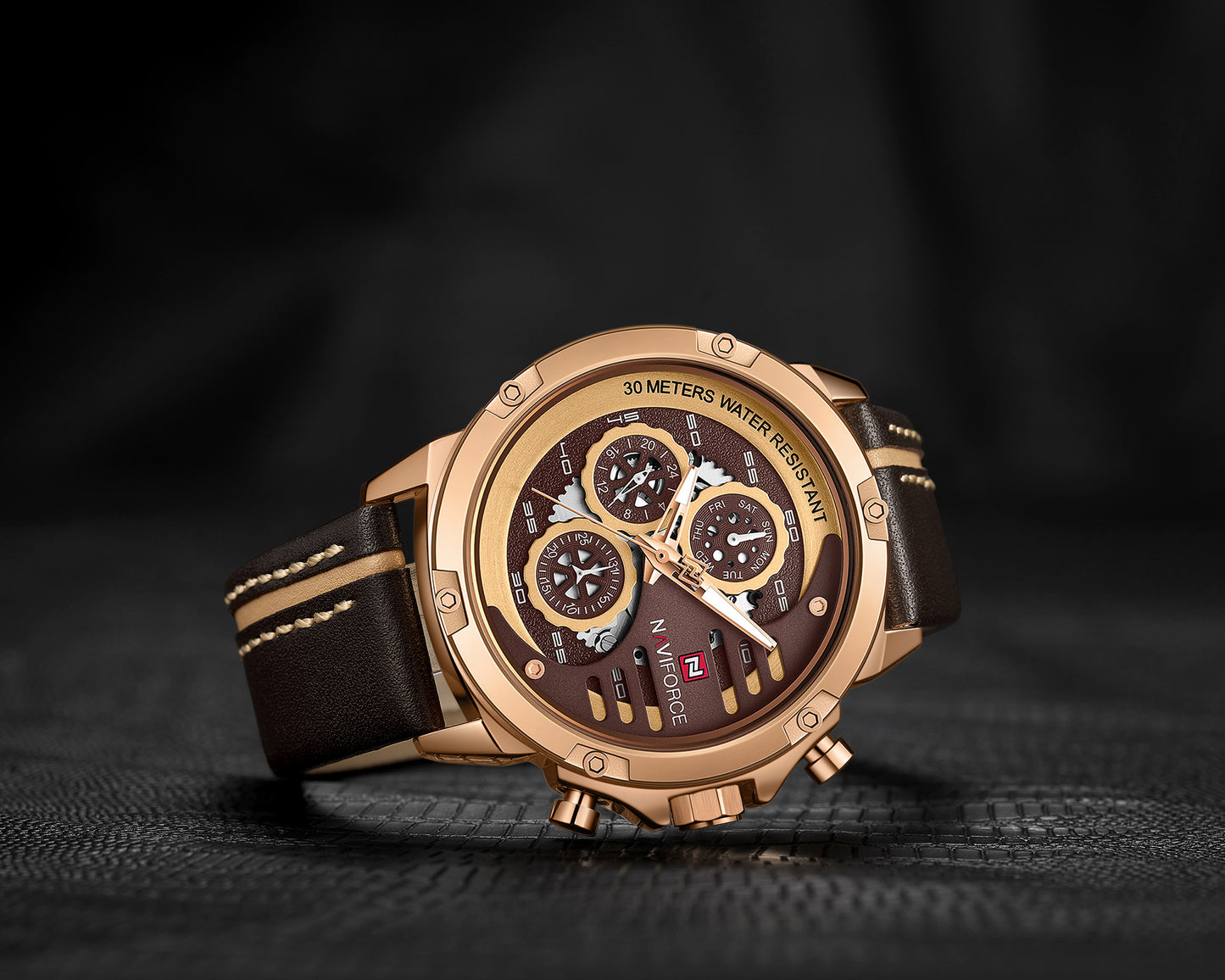 Naviforce 9110 Titanium Men Watch - Brown RoseGold