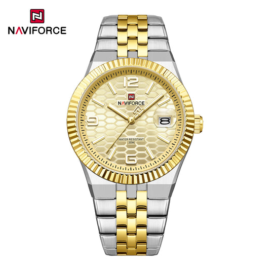 Naviforce 9277 Lotus Men Watch - Silver Gold