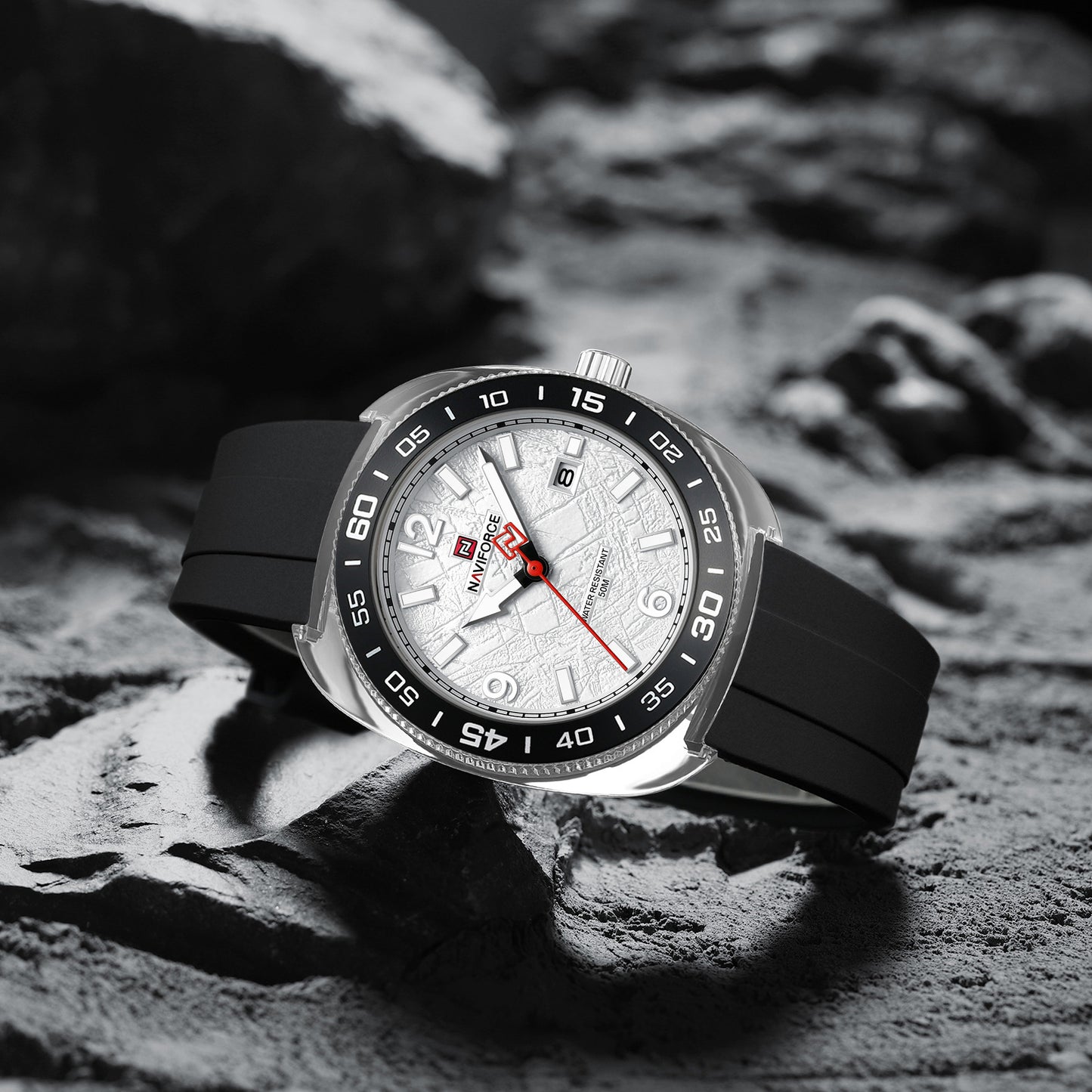 Naviforce 7130 Foxfire Unisex Silicone Watch - Black White