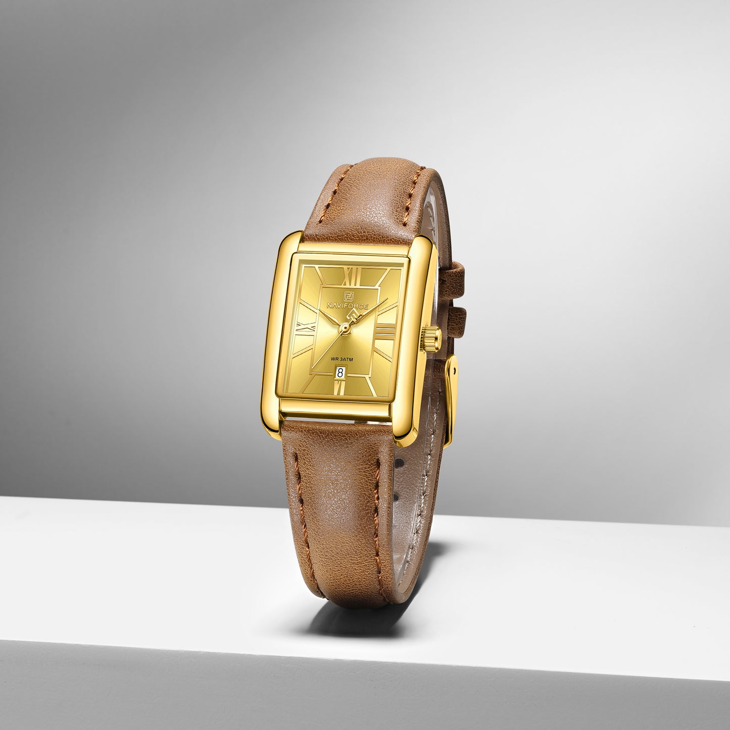 Naviforce 5074 Piper Women Leather Watch - Gold Brown