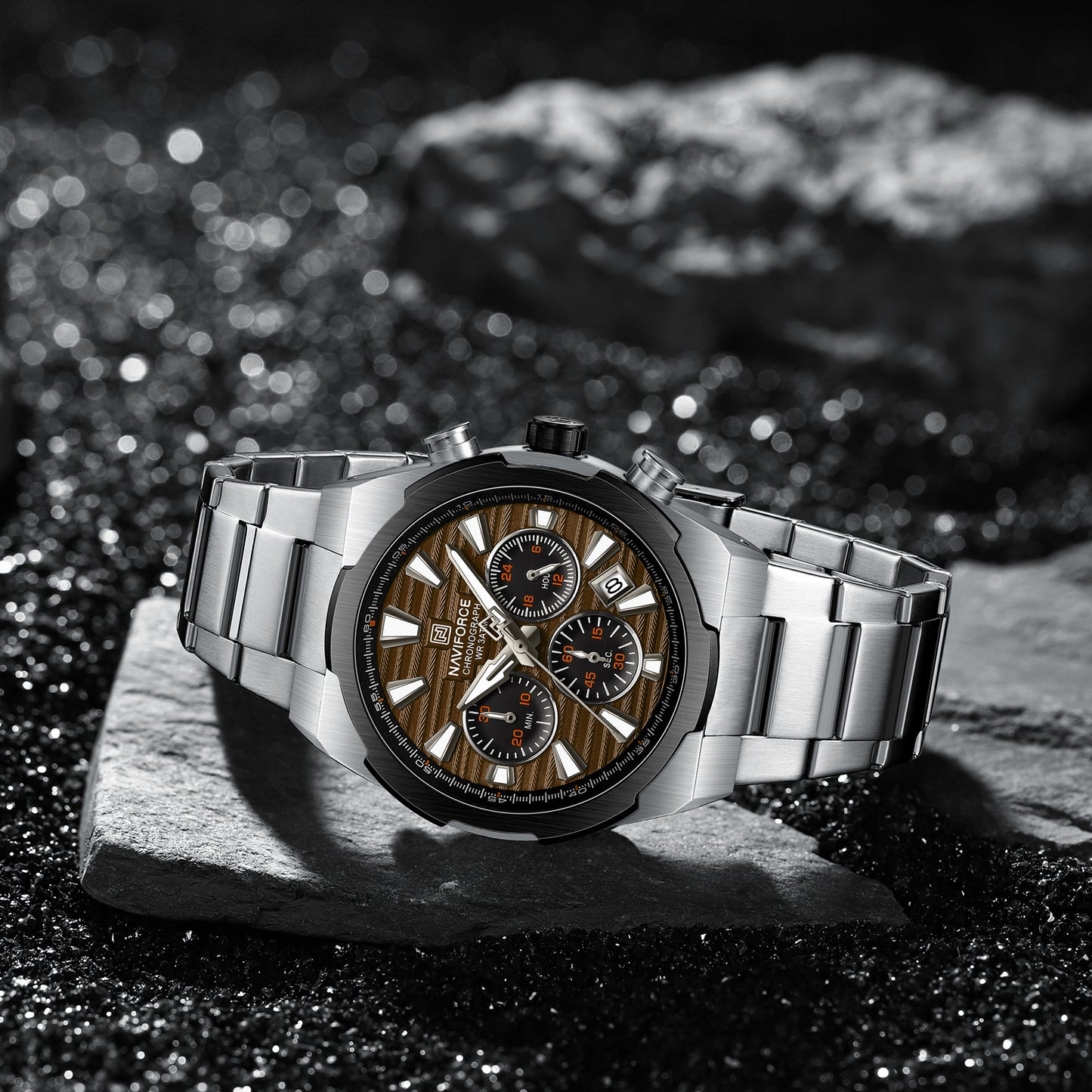 Naviforce 8081 Gamora Men Watch - Silver Brown