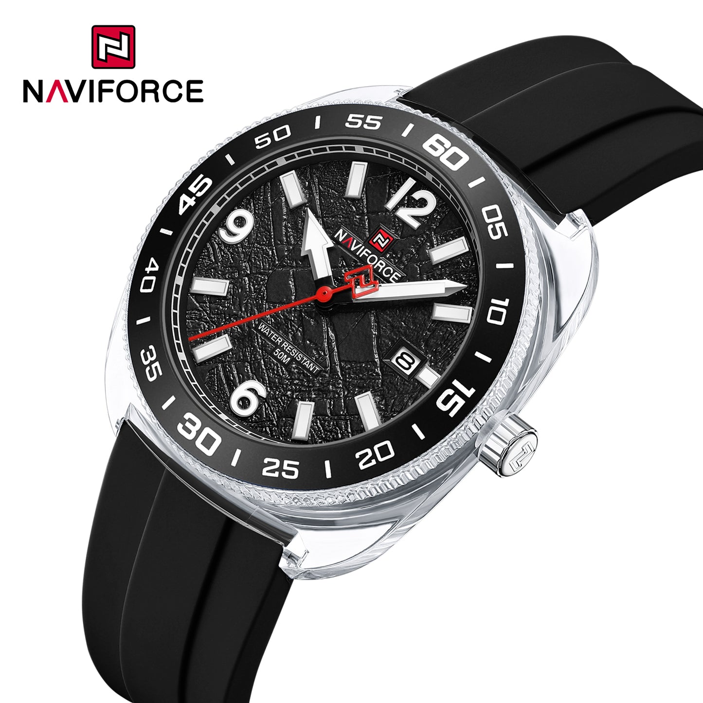 Naviforce 7130 Foxfire Unisex Silicone Watch - Black