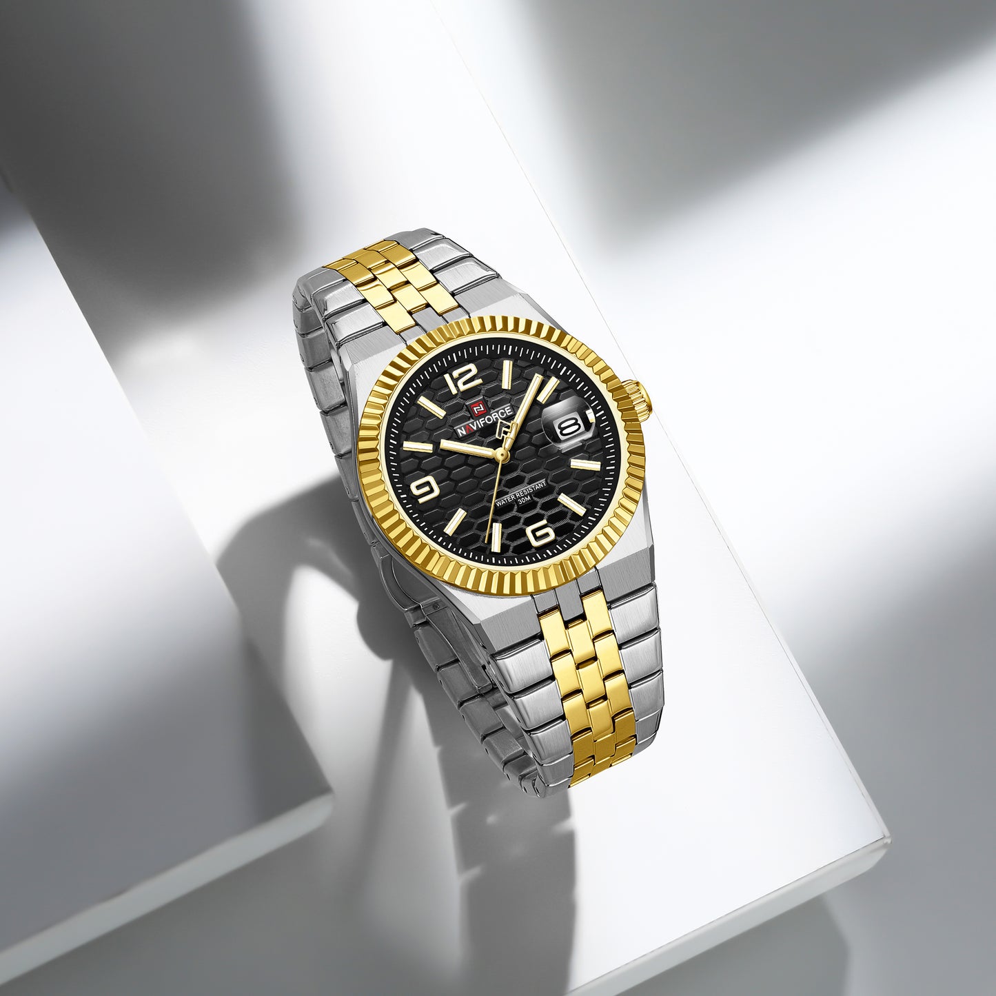 Naviforce 9277 Lotus Men Watch - Silver Black-Gold