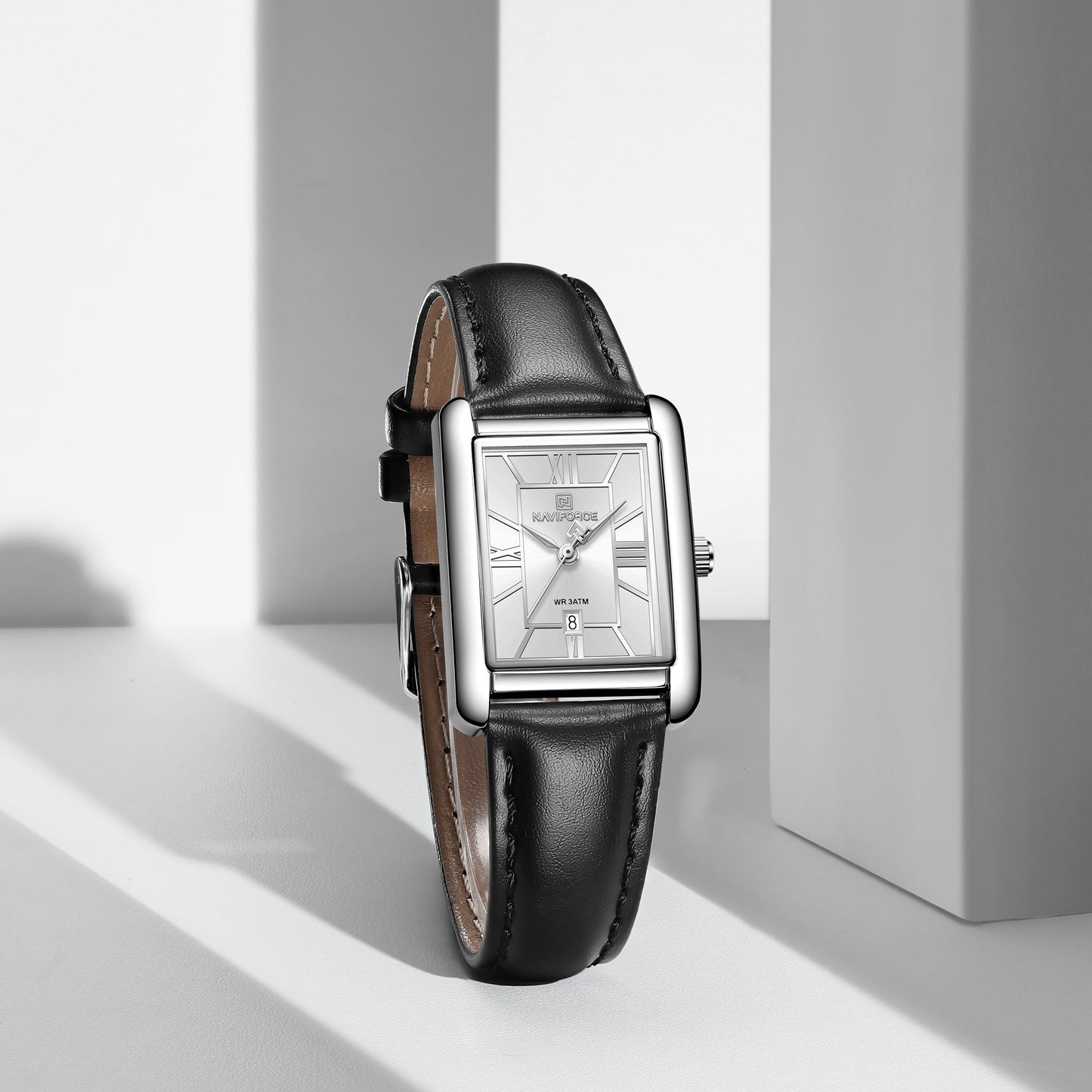 Naviforce 5074 Piper Women Leather Watch - Silver Black