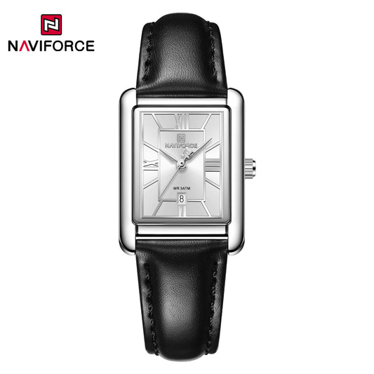 Naviforce 5074 Piper Women Leather Watch - Silver Black