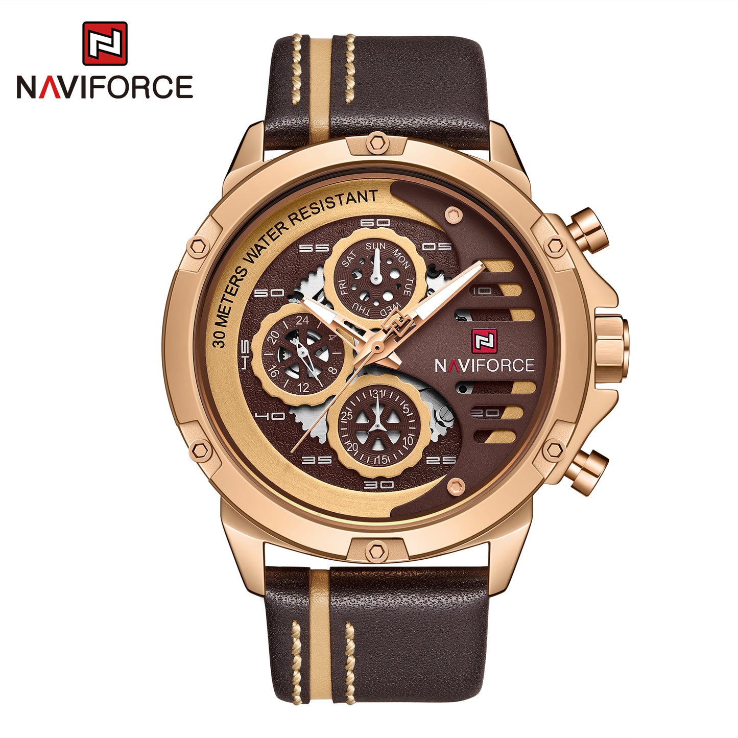 Naviforce 9110 Titanium Men Watch - Brown RoseGold