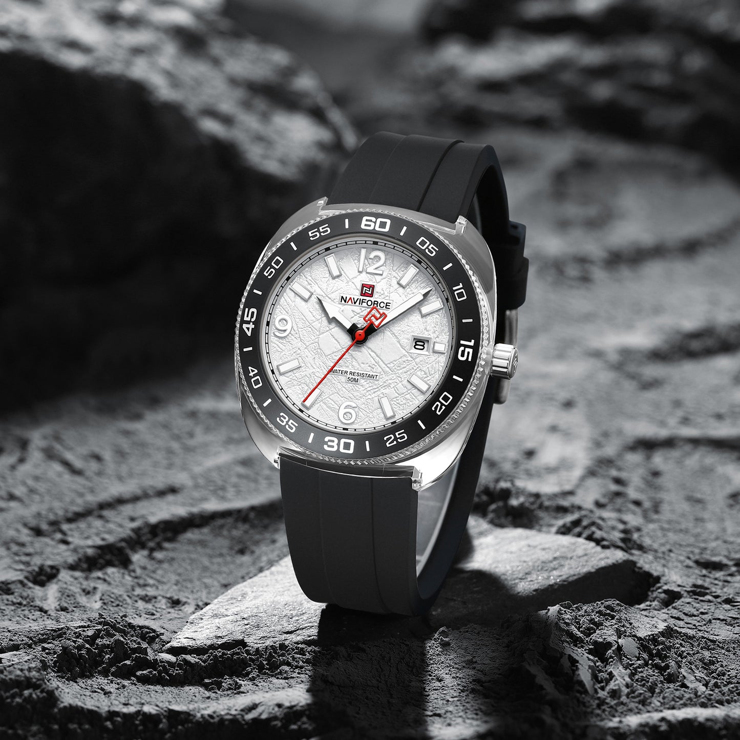 Naviforce 7130 Foxfire Unisex Silicone Watch - Black White
