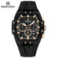 Naviforce 6113 Kwada Chrono Silicone Watch - Black RoseGold