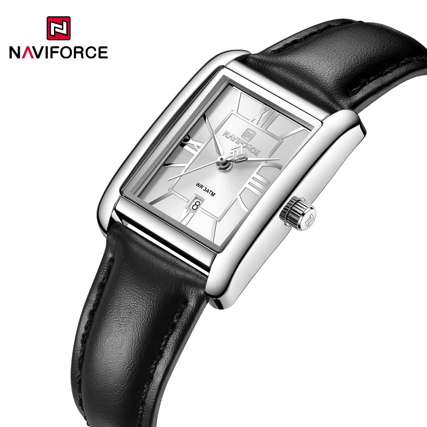 Naviforce 5074 Piper Women Leather Watch - Silver Black