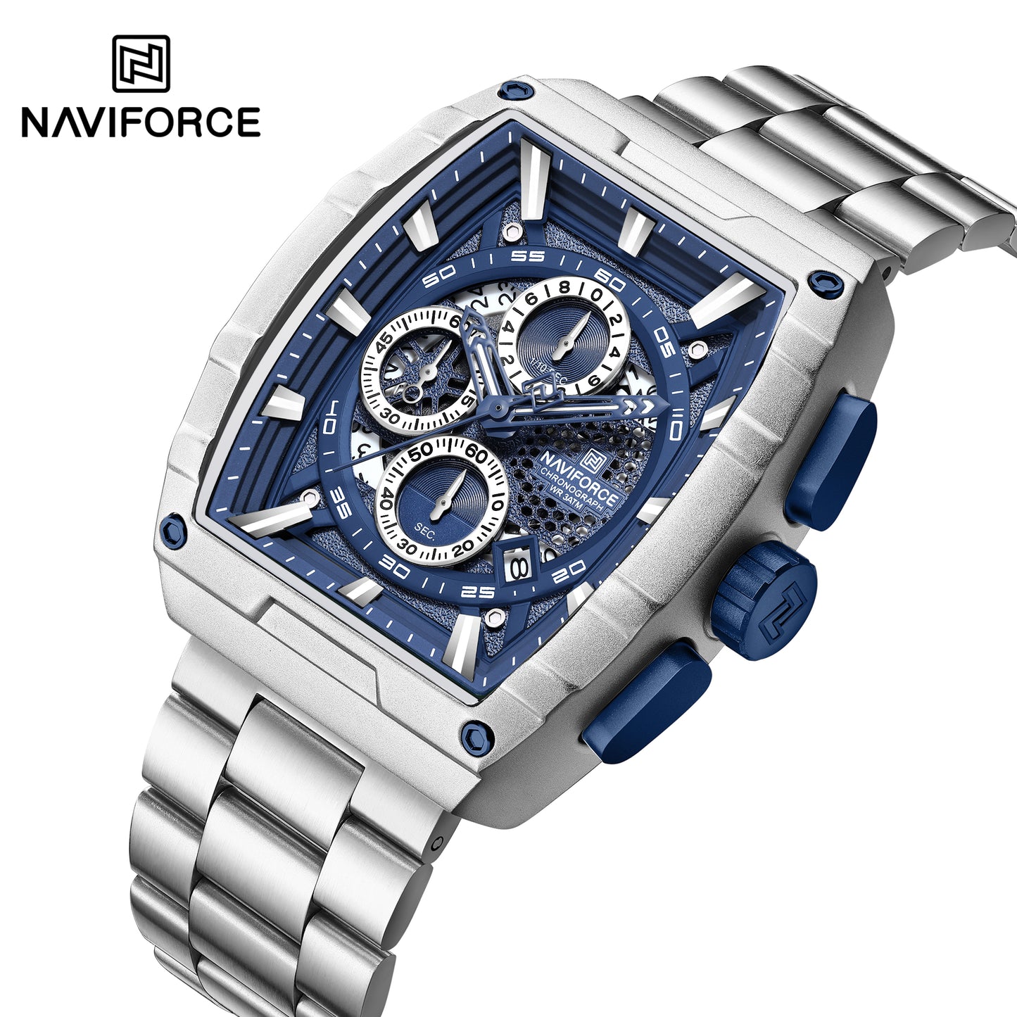 Naviforce 8066 ChronoPro Men Watch - Silver Blue