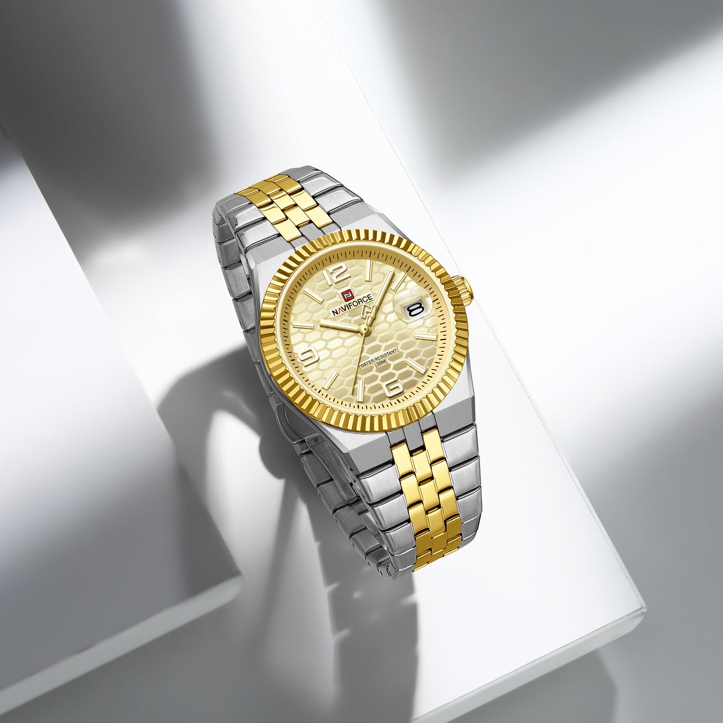 Naviforce 9277 Lotus Men Watch - Silver Gold