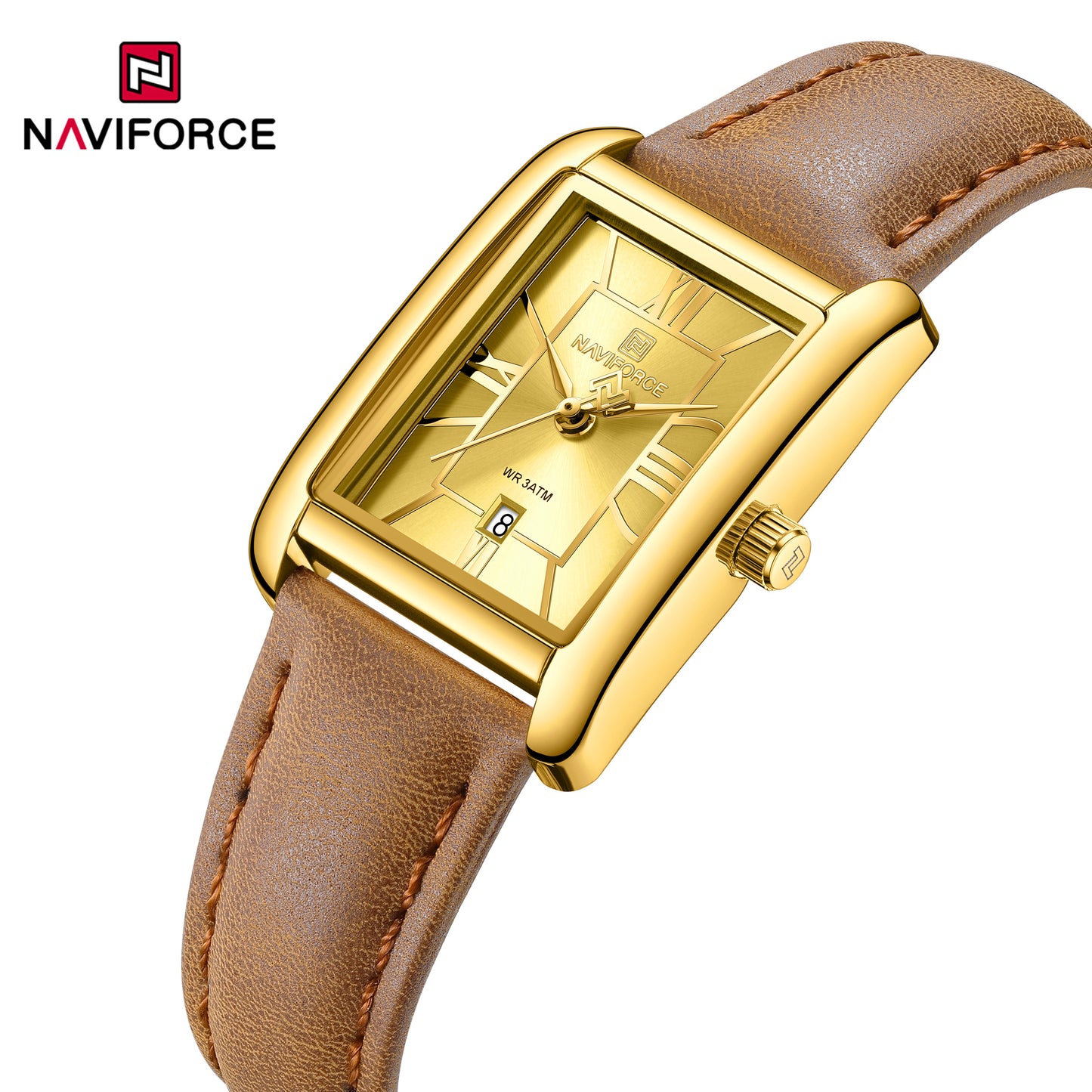 Naviforce 5074 Piper Women Leather Watch - Gold Brown
