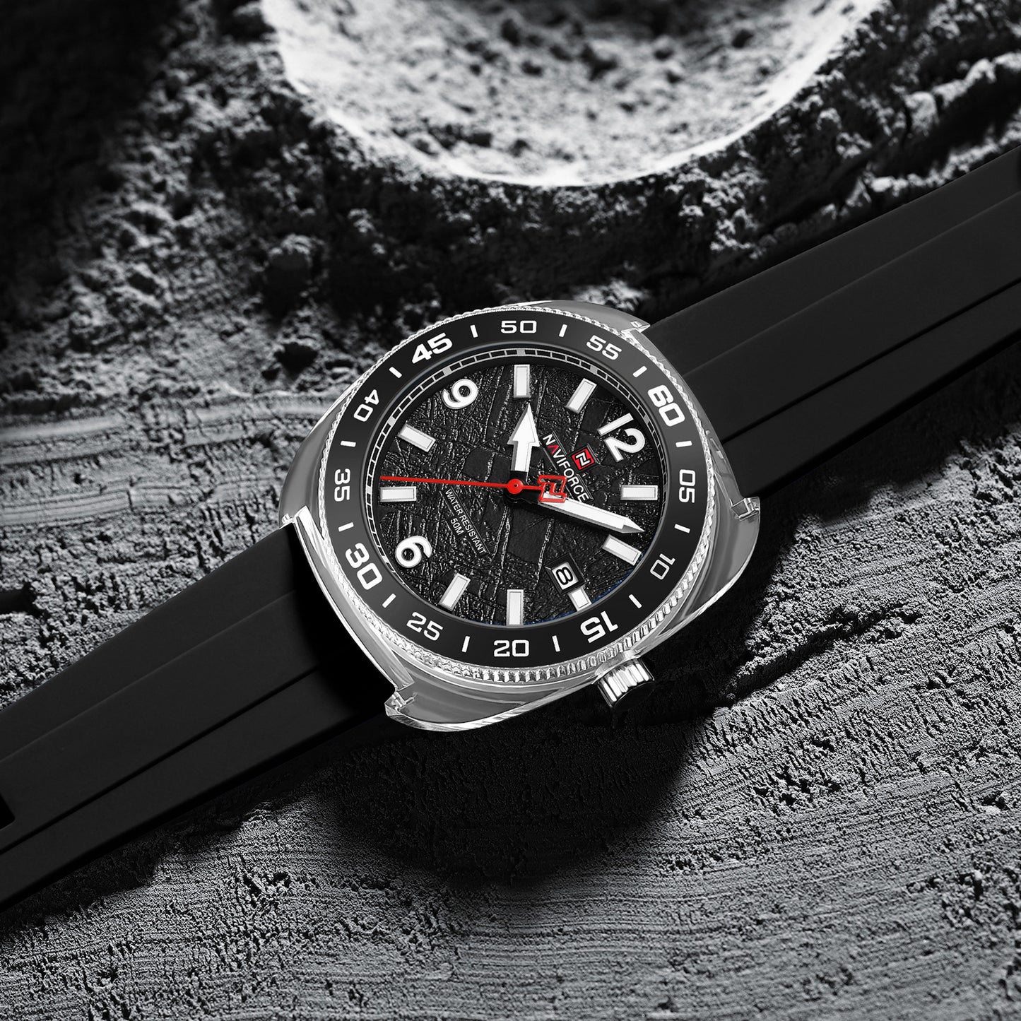Naviforce 7130 Foxfire Unisex Silicone Watch - Black