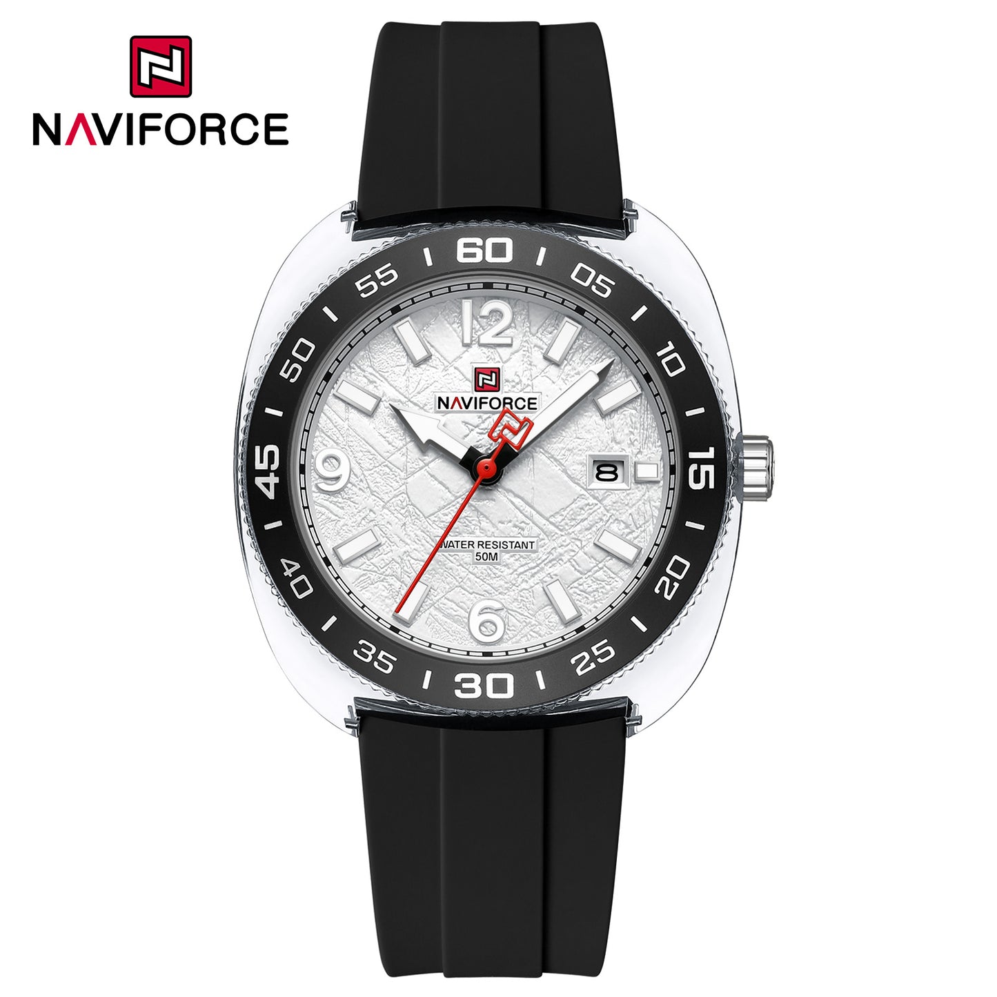 Naviforce 7130 Foxfire Unisex Silicone Watch - Black White