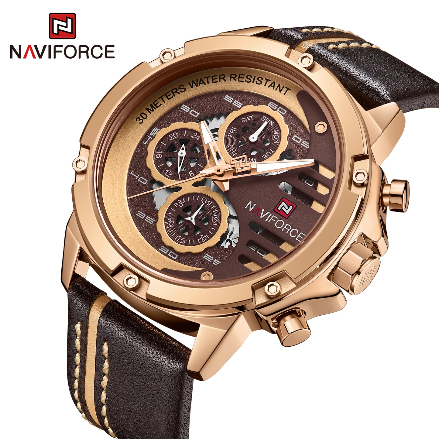Naviforce 9110 Titanium Men Watch - Brown RoseGold