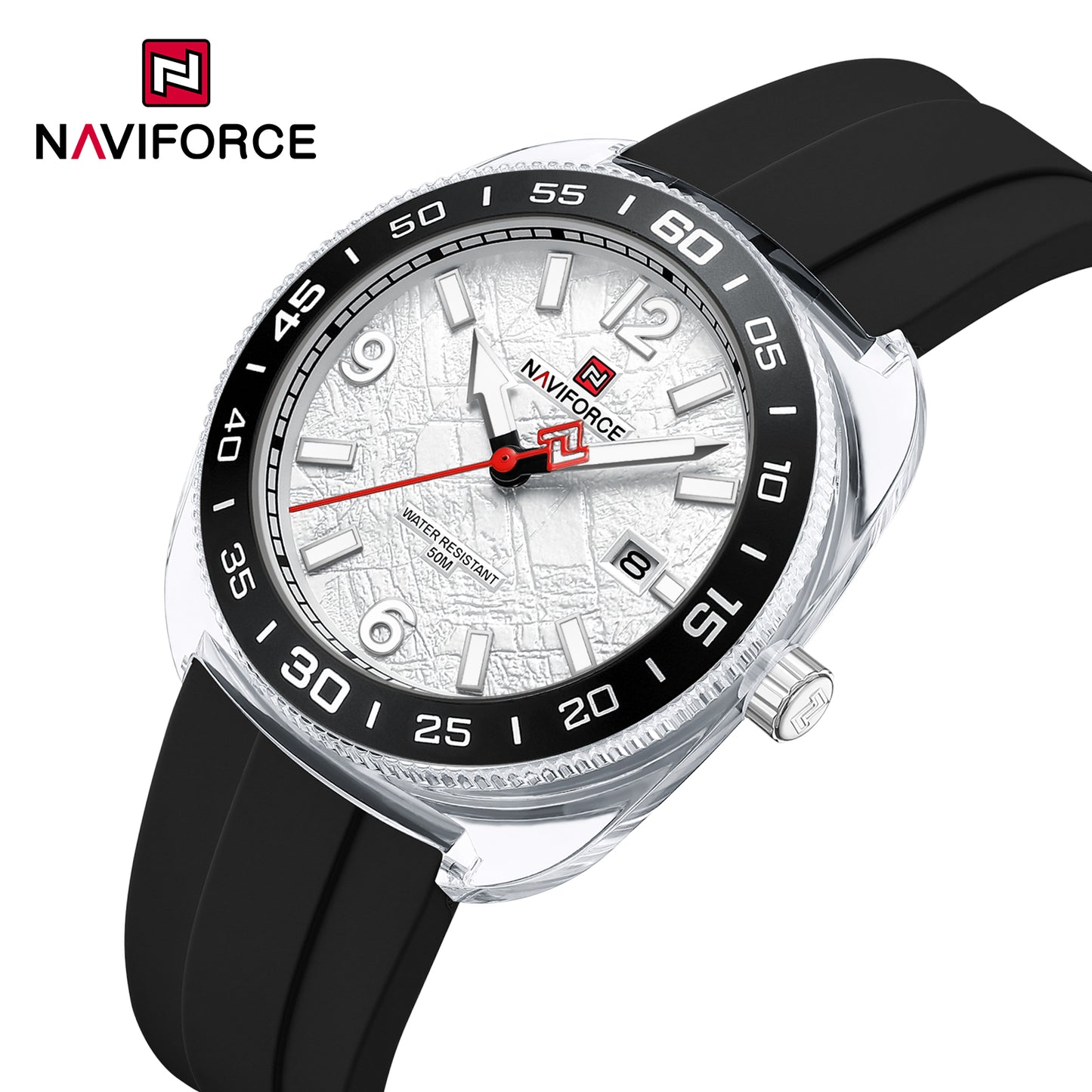 Naviforce 7130 Foxfire Unisex Silicone Watch - Black White