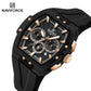 Naviforce 6113 Kwada Chrono Silicone Watch - Black RoseGold