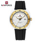 Naviforce 7130 Foxfire Unisex Silicone Watch - Black Gold-White