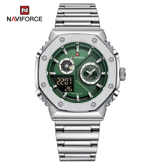 Naviforce 9216S Polygonal Men Watch - Silver Green