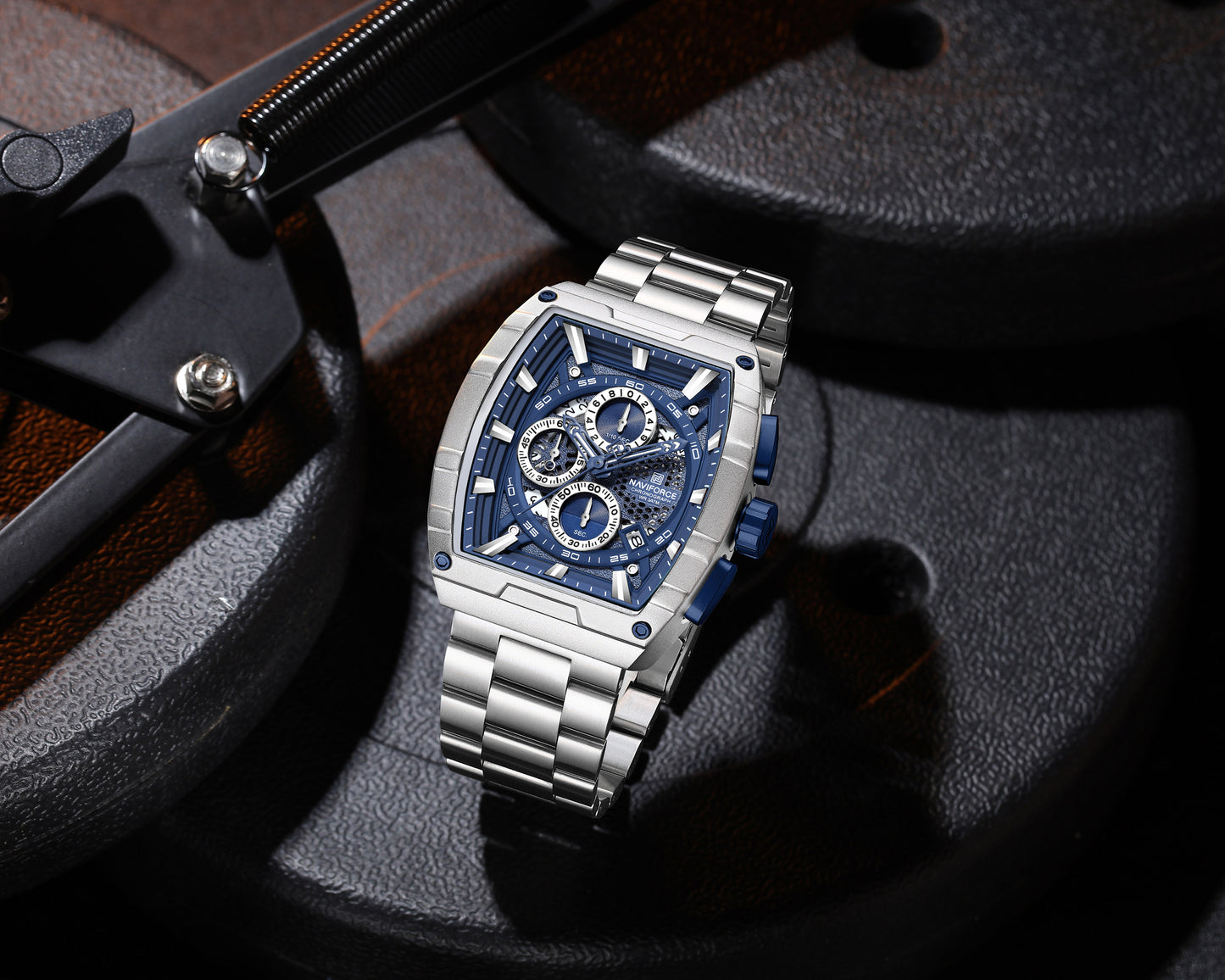 Naviforce 8066 ChronoPro Men Watch - Silver Blue