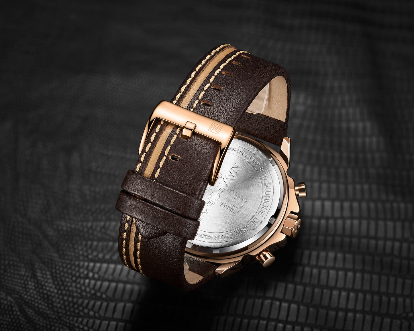 Naviforce 9110 Titanium Men Watch - Brown RoseGold