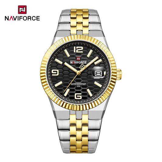 Naviforce 9277 Lotus Men Watch - Silver Black-Gold