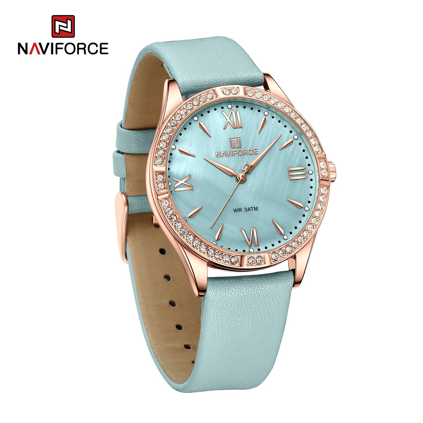 Naviforce 5038 Elevation Women Leather Watch - Blue
