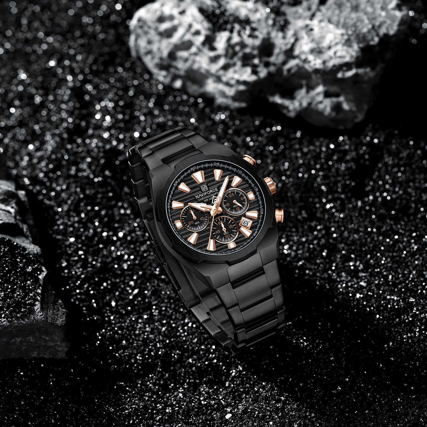 Naviforce 8081 Gamora Men Watch - Black RoseGold