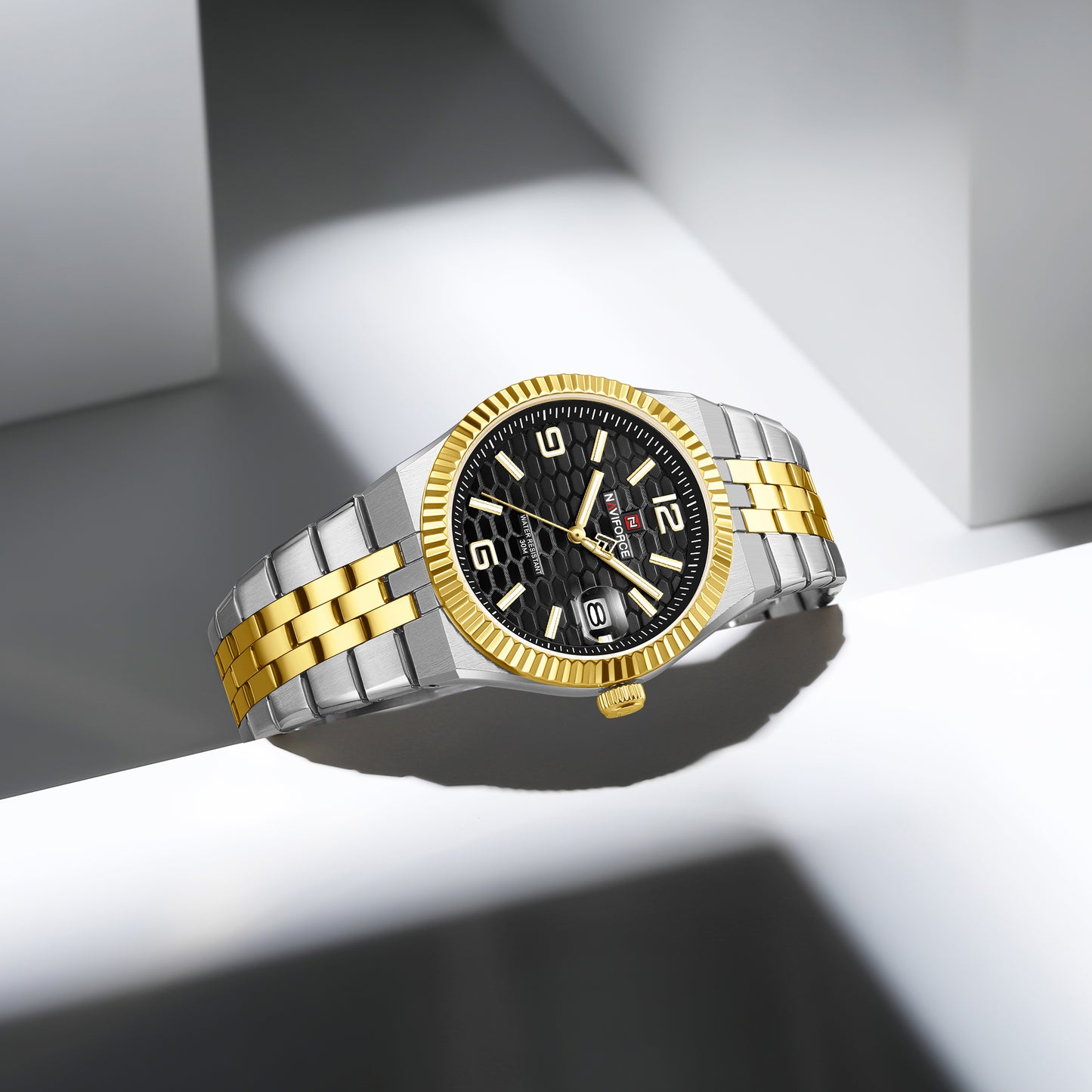 Naviforce 9277 Lotus Men Watch - Silver Black-Gold
